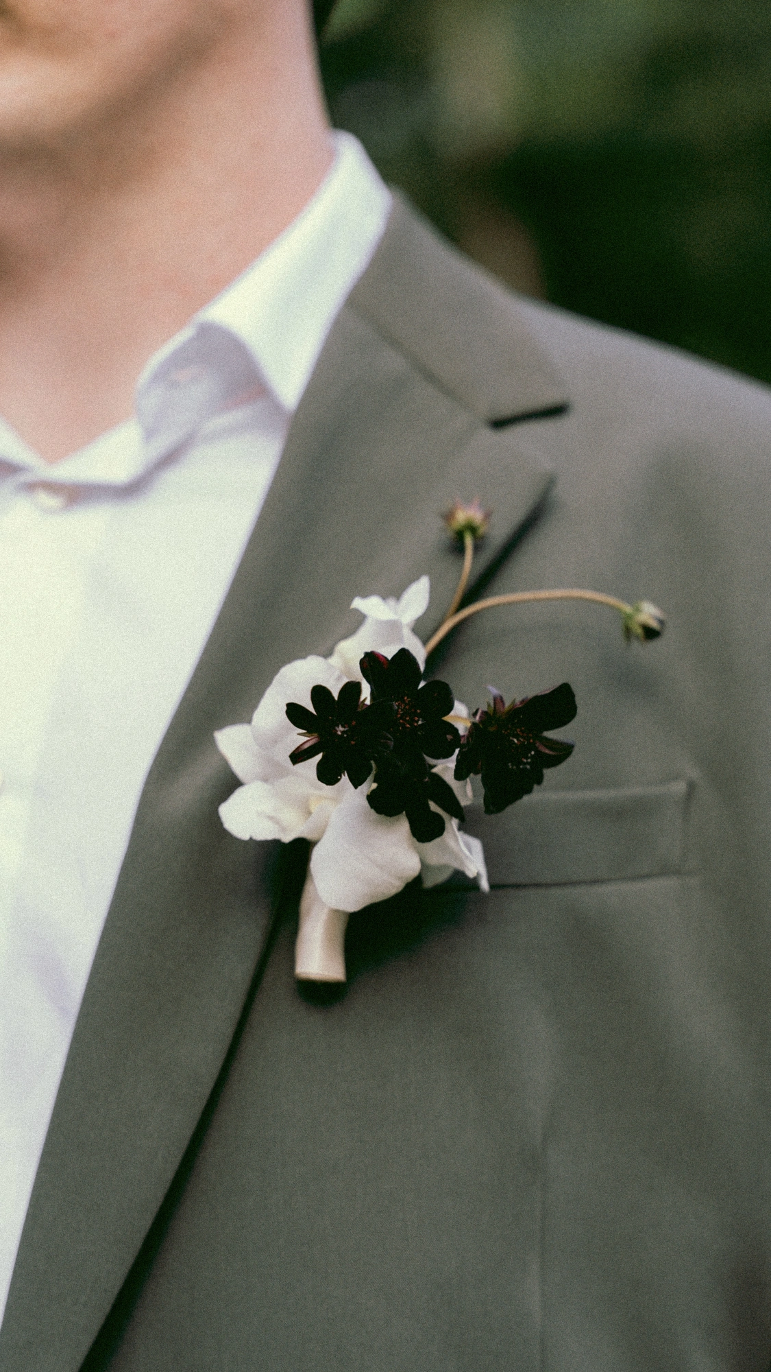 White orchid bridal bouquet detail